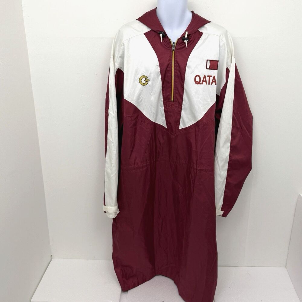 Vintage 90's Goldwin Qatar National Soccer Team Bench Coat Long Parka Japan XXL